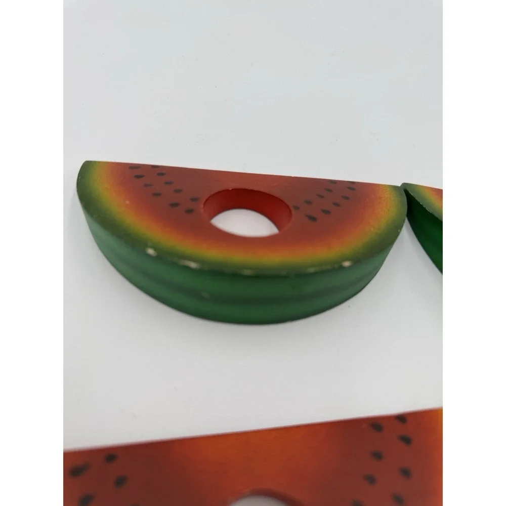 Set Of‎ 4 Wood Watermelon Napkin Rings 4th Of July Summer Picnic Holiday